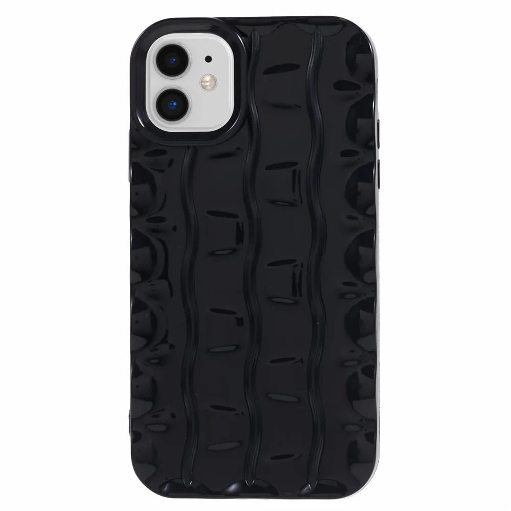 For iPhone 11 TPU Phone Case 3D Striped Pattern Design Shockproof Phone Cover - Black - 1