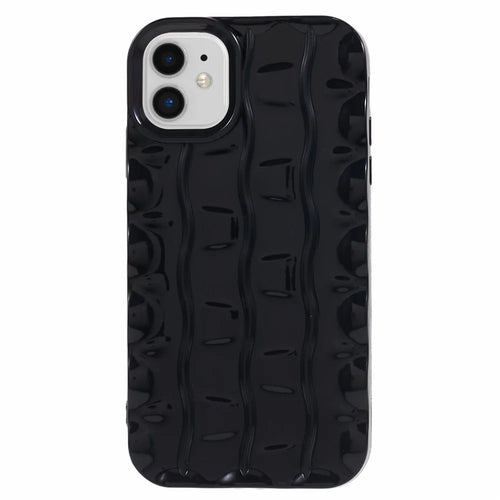 For iPhone 11 TPU Phone Case 3D Striped Pattern Design Shockproof Phone Cover - Black - 1