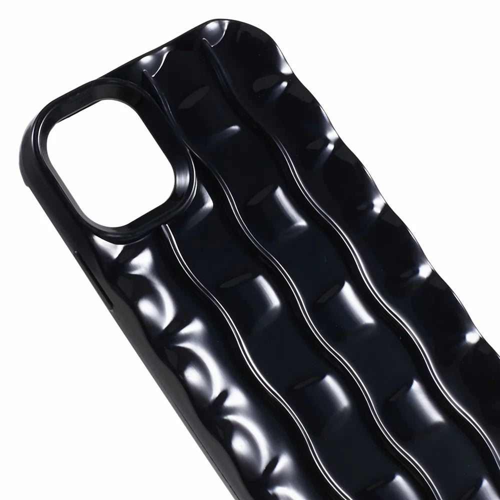 For iPhone 11 TPU Phone Case 3D Striped Pattern Design Shockproof Phone Cover - Black - 7