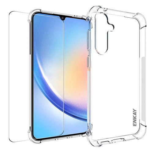 ENKAY HAT PRINCE For Samsung Galaxy S23 FE TPU Case Anti-slip Clear Phone Cover with High Aluminium-silicon Glass Screen Film - 1