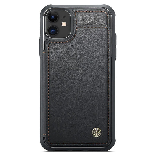 For iPhone 11 Phone Case CASEME C22 Leather Back Cover with RFID Blocking Card Slots - Black - 2