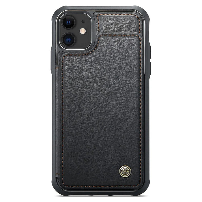 For iPhone 11 Phone Case CASEME C22 Leather Back Cover with RFID Blocking Card Slots - Black - 2