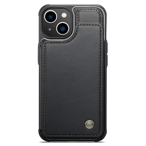 For iPhone 13 Phone Case CASEME C22 Leather Back Cover with RFID Blocking Card Slots - Black - 2
