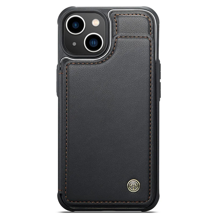For iPhone 13 Phone Case CASEME C22 Leather Back Cover with RFID Blocking Card Slots - Black - 2