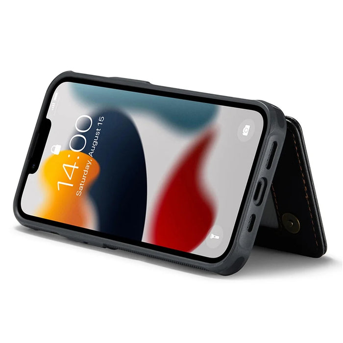 For iPhone 13 Phone Case CASEME C22 Leather Back Cover with RFID Blocking Card Slots - Black - 5