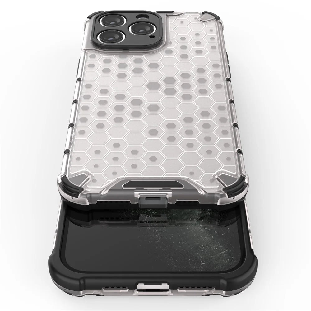 For iPhone 15 Pro Anti-Scratch TPU+PC Phone Shell Honeycomb Texture Cover Phone Case - Red - 3