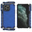 Slim-fit Cell Phone Case for iPhone 15 Pro Max , Honeycomb Texture TPU+PC Phone Shell Cover - Blue - 6