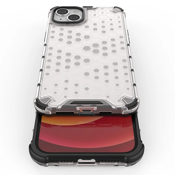 Phone Case For iPhone 15 Plus , TPU+PC Phone Shell Honeycomb Texture Back Cover - Black - 3