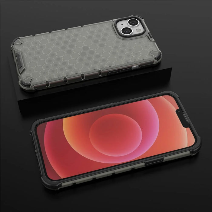 Phone Case For iPhone 15 Plus , TPU+PC Phone Shell Honeycomb Texture Back Cover - Black - 4