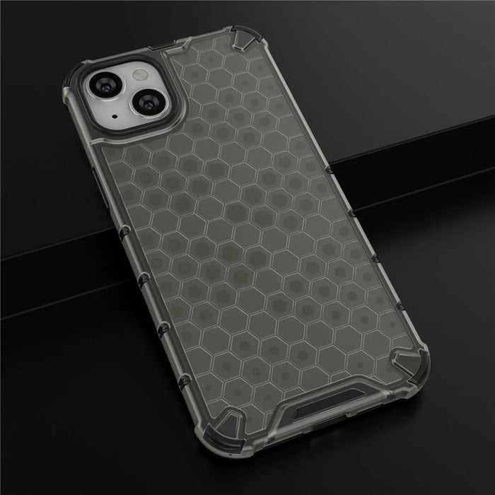 Phone Case For iPhone 15 Plus , TPU+PC Phone Shell Honeycomb Texture Back Cover - Black - 5