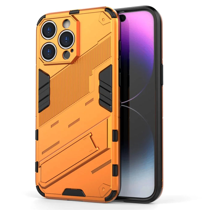 Kickstand Phone Case for iPhone 15 Pro Max , Drop Protection Phone Cover PC+TPU Back Shell - Orange - 1