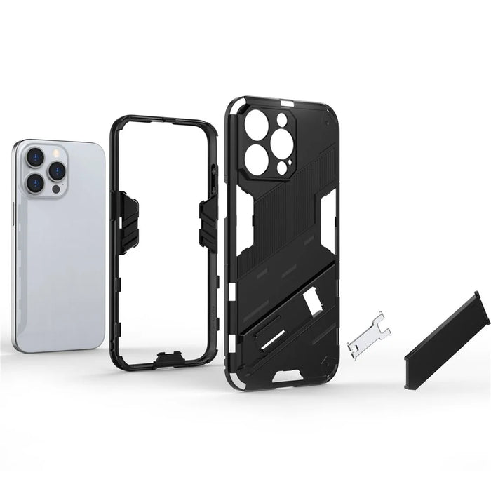 Kickstand Phone Case for iPhone 15 Pro Max , Drop Protection Phone Cover PC+TPU Back Shell - Orange - 3