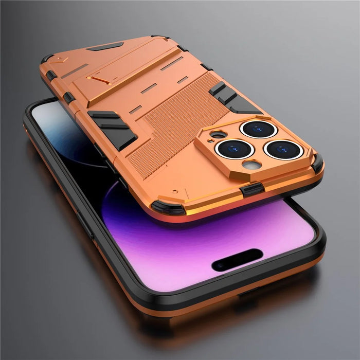 Kickstand Phone Case for iPhone 15 Pro Max , Drop Protection Phone Cover PC+TPU Back Shell - Orange - 5