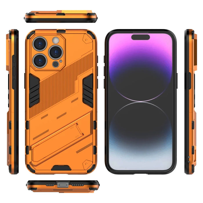 Kickstand Phone Case for iPhone 15 Pro Max , Drop Protection Phone Cover PC+TPU Back Shell - Orange - 7