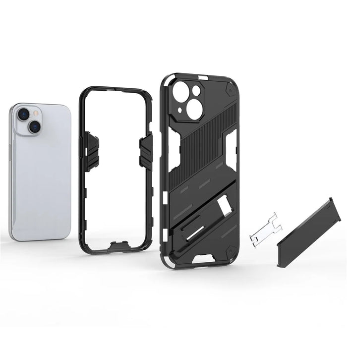 For iPhone 15 Drop Protection Phone Case PC+TPU Back Cover with Kickstand - Green - 3