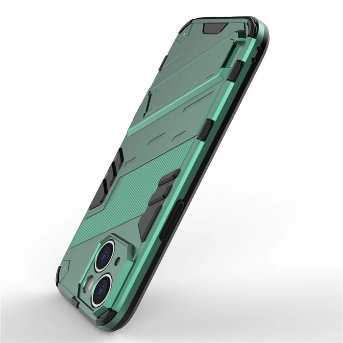 For iPhone 15 Drop Protection Phone Case PC+TPU Back Cover with Kickstand - Green - 4