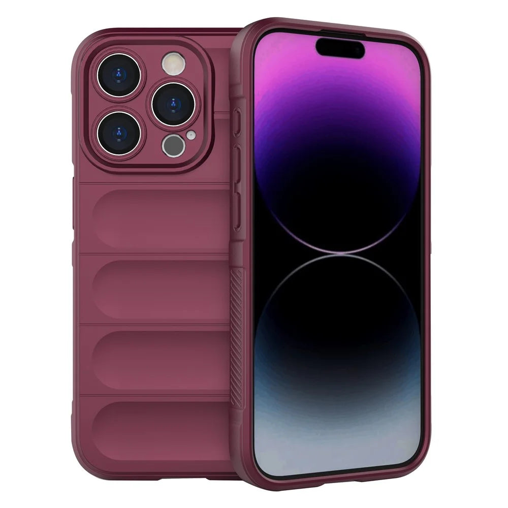 For iPhone 15 Pro Slim-Fit TPU Mobile Phone Case Anti-drop Rugged Cell Phone Back Cover - Wine Red - 1