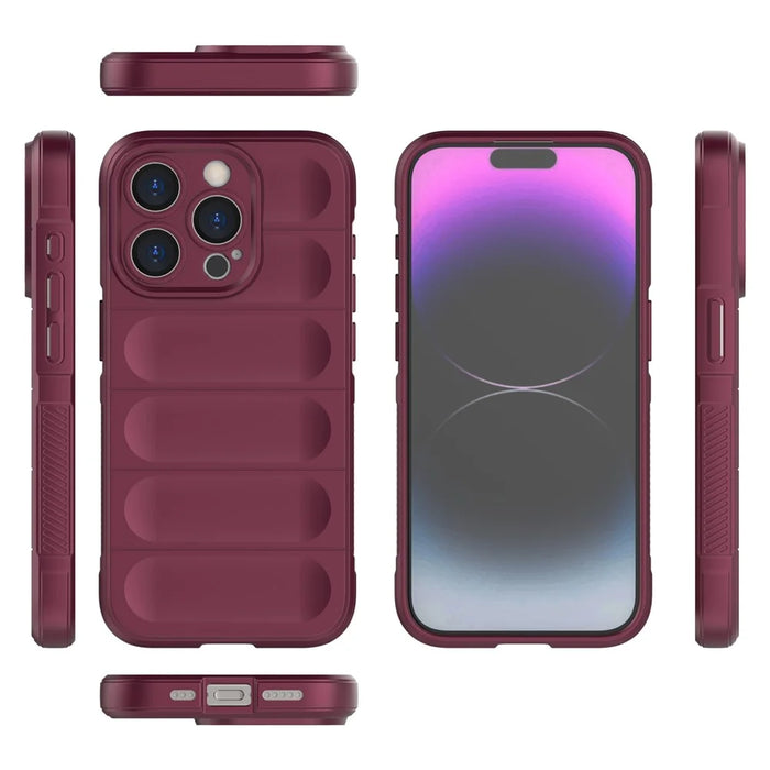 For iPhone 15 Pro Slim-Fit TPU Mobile Phone Case Anti-drop Rugged Cell Phone Back Cover - Wine Red - 7