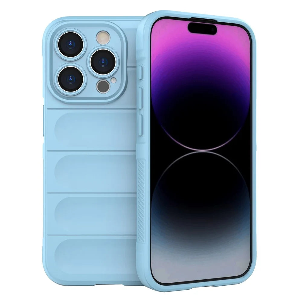 For iPhone 15 Pro Max Anti-Scratch TPU Cell Phone Case Anti-drop Rugged Phone Back Cover - Baby Blue - 1