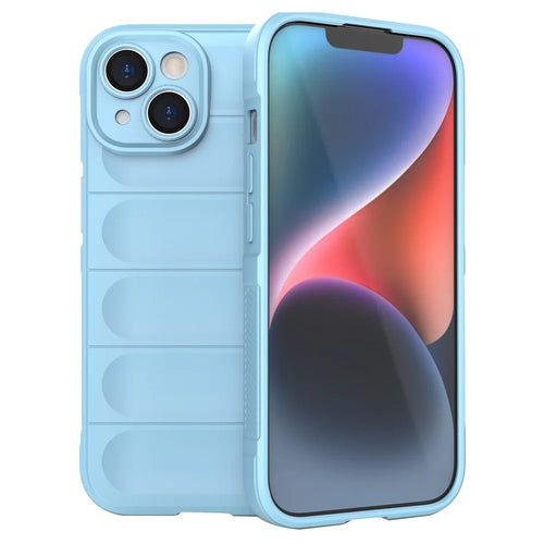 For iPhone 15 Plus Rugged Phone Back Cover Dustproof TPU Case Anti-drop Phone Shell - Baby Blue - 1