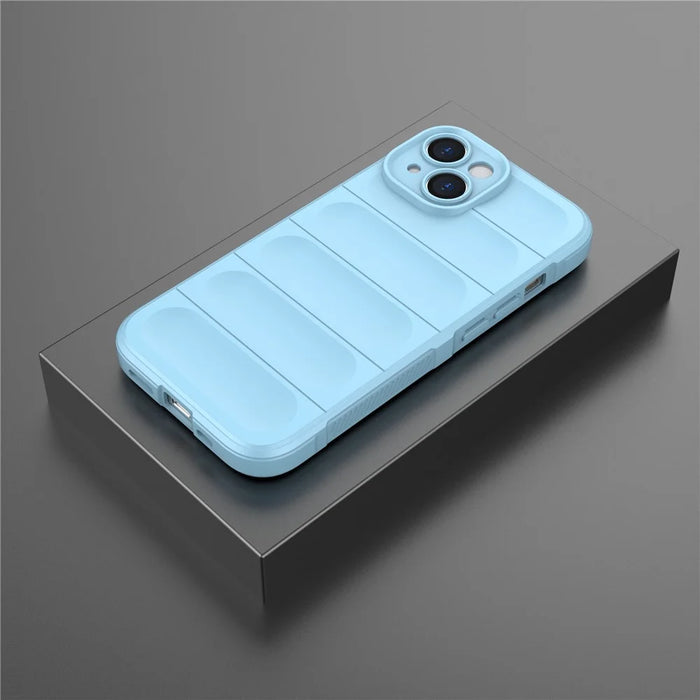 For iPhone 15 Plus Rugged Phone Back Cover Dustproof TPU Case Anti-drop Phone Shell - Baby Blue - 6