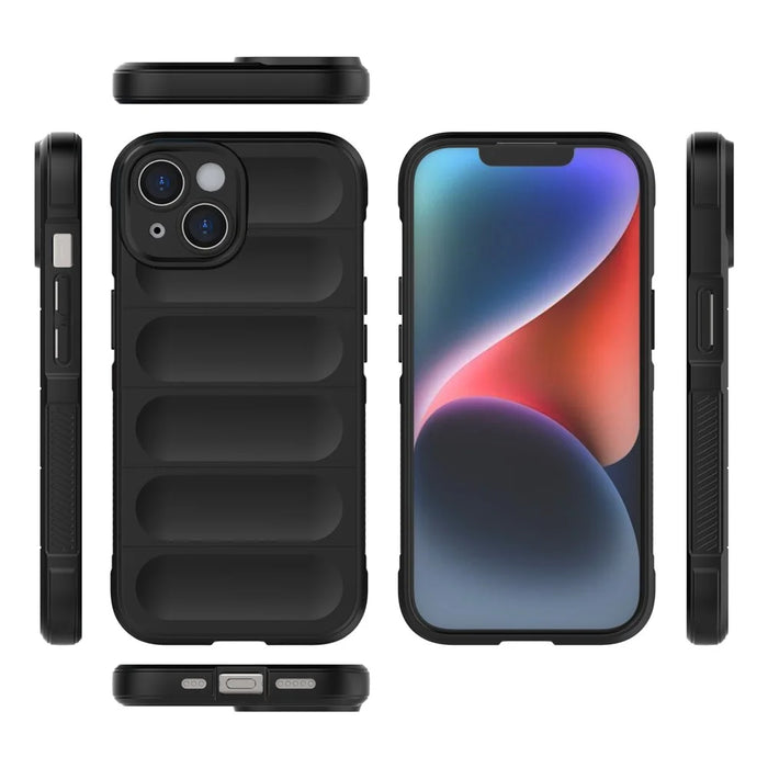 For iPhone 15 Soft TPU Cell Phone Case Anti-drop Rugged Phone Back Cover - Black - 6