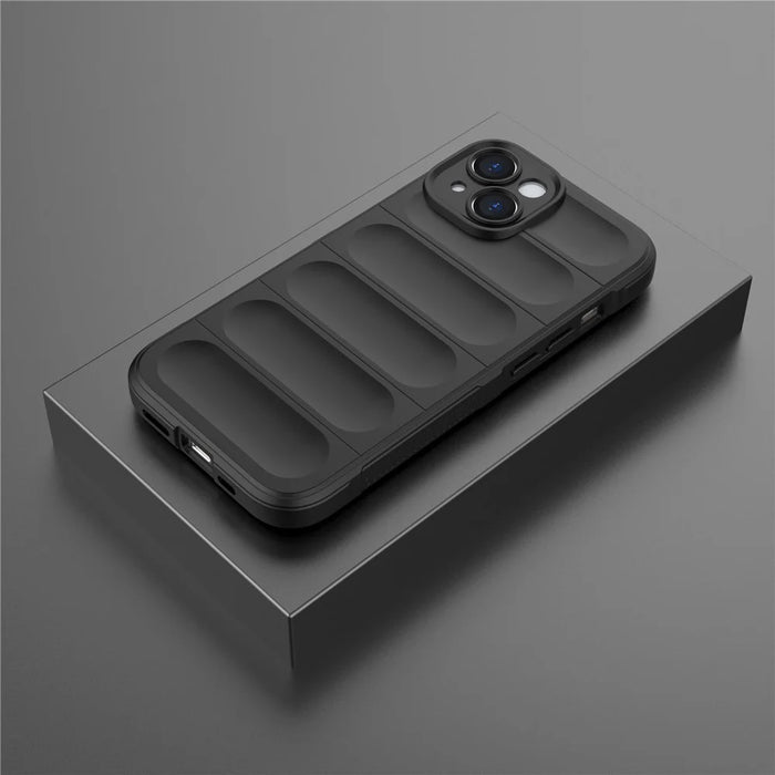 For iPhone 15 Soft TPU Cell Phone Case Anti-drop Rugged Phone Back Cover - Black - 7
