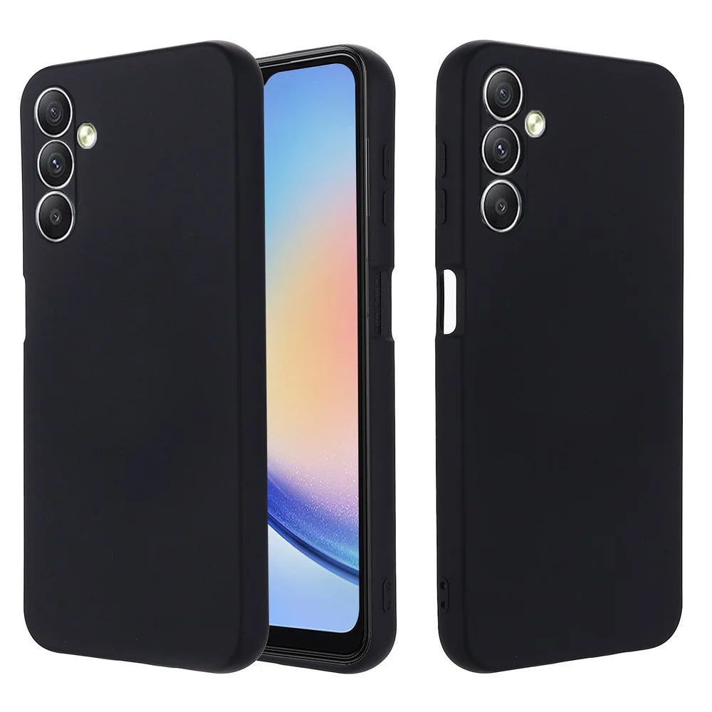 For Samsung Galaxy F34 5G / M34 5G Liquid Silicone Phone Case Soft Lining Shockproof Cover with Strap - Black - 2