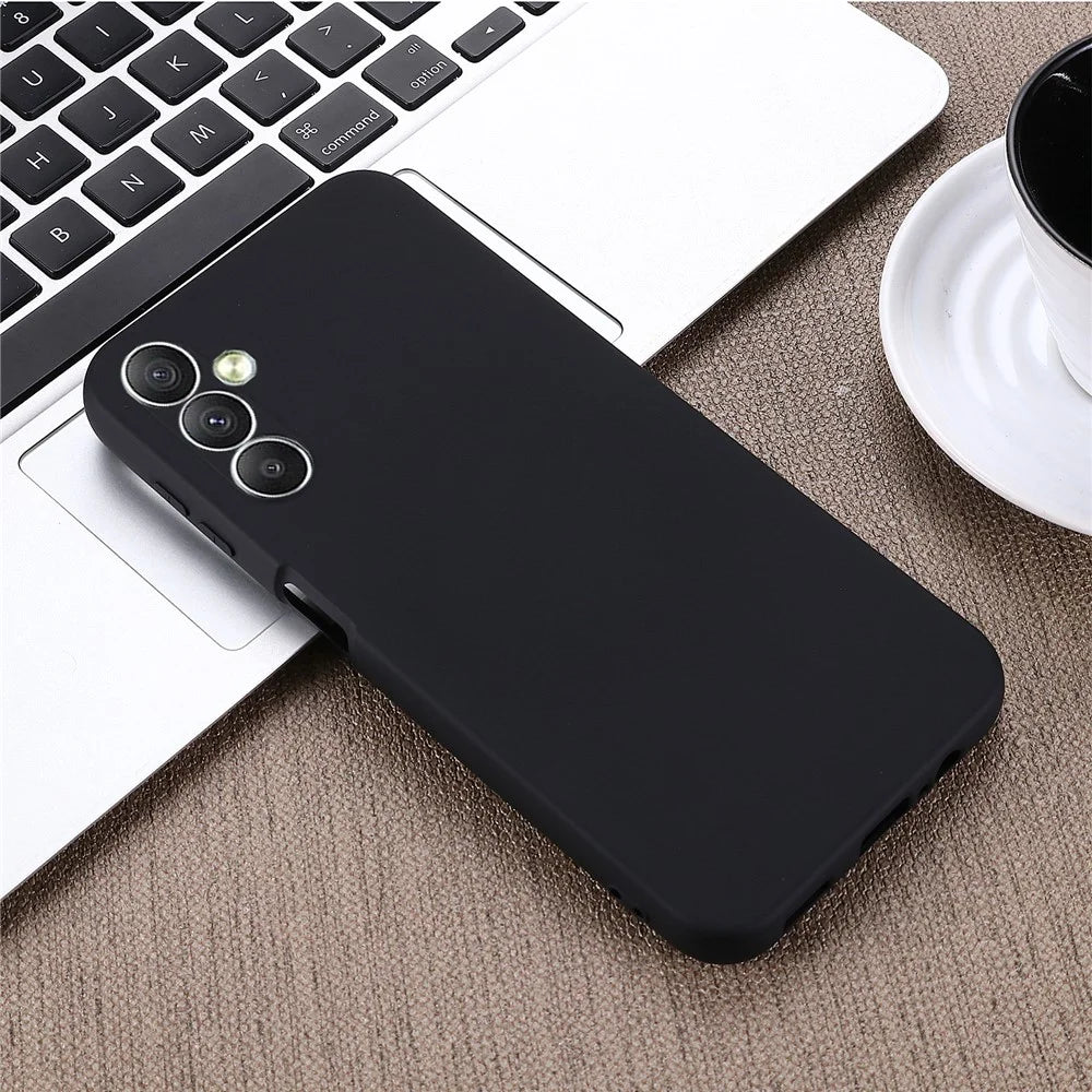 For Samsung Galaxy F34 5G / M34 5G Liquid Silicone Phone Case Soft Lining Shockproof Cover with Strap - Black - 7