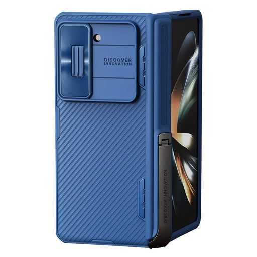 NILLKIN CamShield Fold Case for Samsung Galaxy Z Fold5 5G TPU+PC Phone Cover Slide Camera Protection Kickstand Shell - Blue - 2