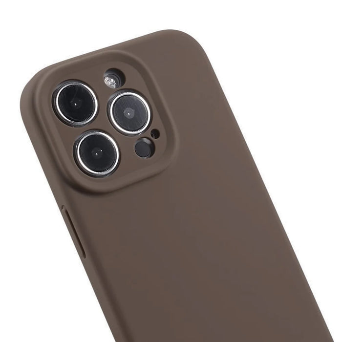 For iPhone 14 Pro Max Liquid Silicone+PC Phone Case Anti-Drop Precise Cutout Slim Phone Cover - Khaki - 7