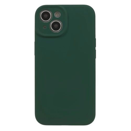 Liquid Silicone+PC Phone Case for iPhone 14 Plus , Anti-scratch Precise Cutout Phone Cover - Army Green - 1