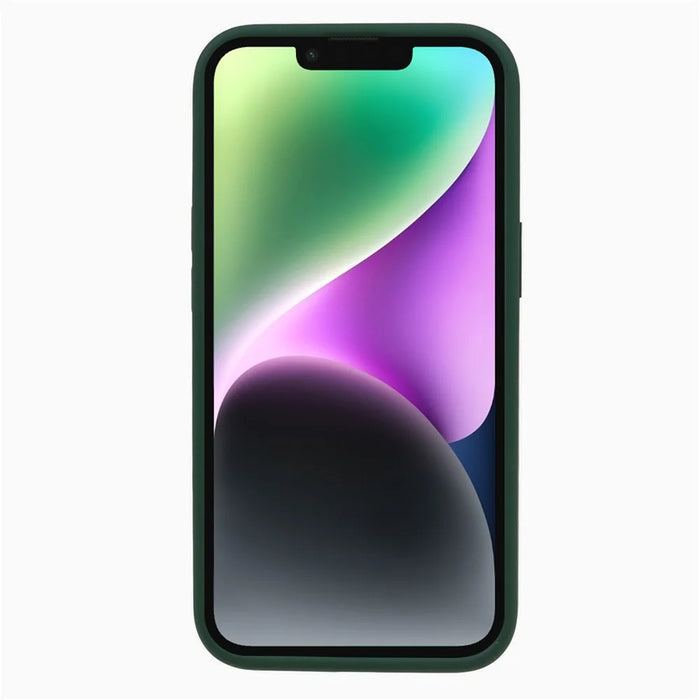 Liquid Silicone+PC Phone Case for iPhone 14 Plus , Anti-scratch Precise Cutout Phone Cover - Army Green - 2
