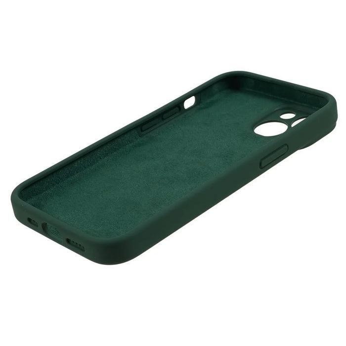 Liquid Silicone+PC Phone Case for iPhone 14 Plus , Anti-scratch Precise Cutout Phone Cover - Army Green - 6