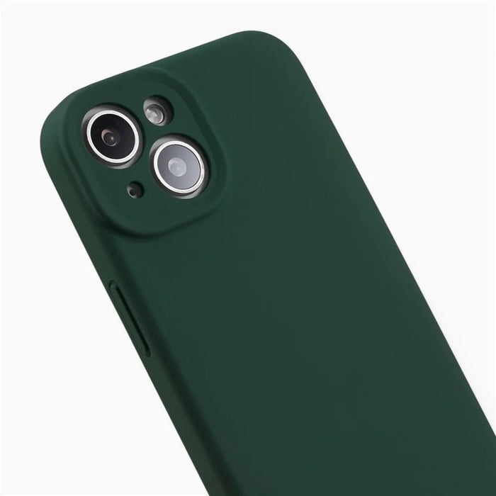 Liquid Silicone+PC Phone Case for iPhone 14 Plus , Anti-scratch Precise Cutout Phone Cover - Army Green - 7