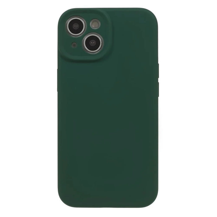 For iPhone 15 Plus Precise Cutout Liquid Silicone+PC Phone Case Mobile Phone Protective Cover - Army Green - 1