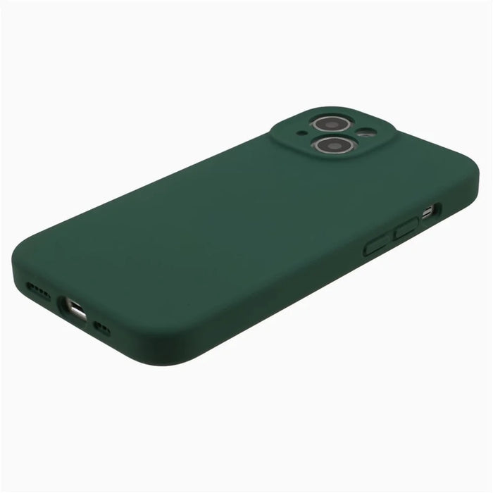 For iPhone 15 Plus Precise Cutout Liquid Silicone+PC Phone Case Mobile Phone Protective Cover - Army Green - 4