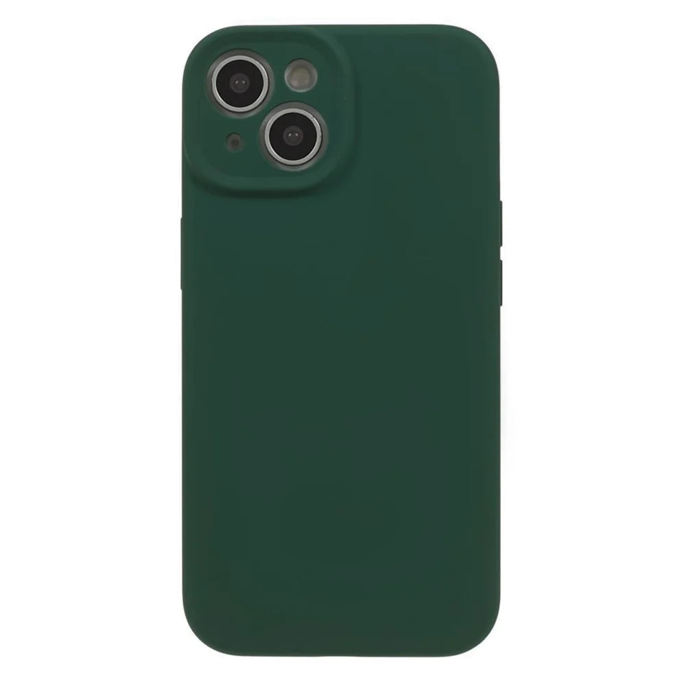 Liquid Silicone+PC Back Case for iPhone 15 , Precise Cutout Scratch-resistsant Cell Phone Cover - Army Green - 1