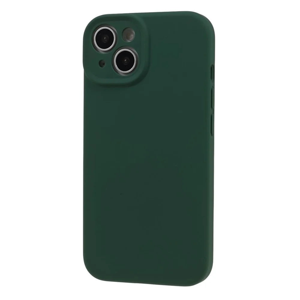 Precise Cutout Mobile Phone Case for iPhone 14 , Liquid Silicone+PC Phone Back Cover - Army Green - 3