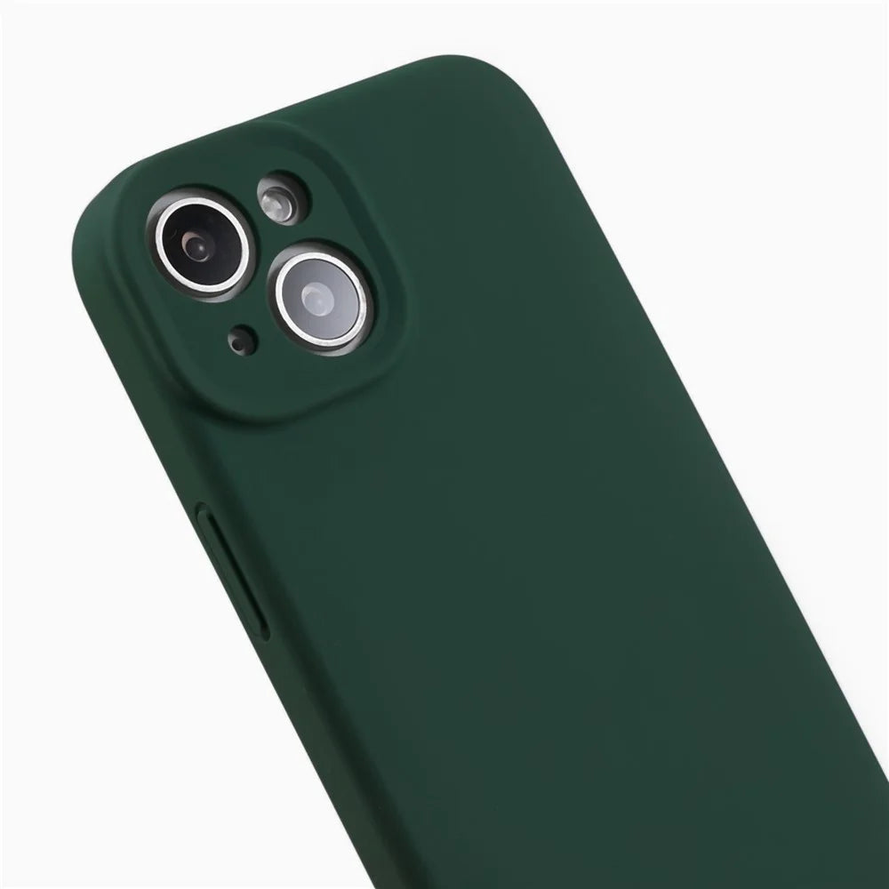 Precise Cutout Mobile Phone Case for iPhone 14 , Liquid Silicone+PC Phone Back Cover - Army Green - 7