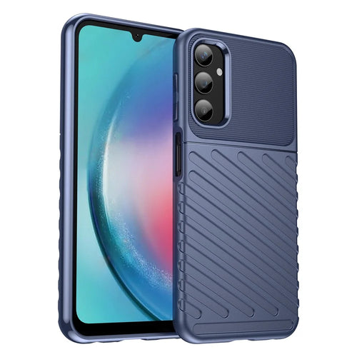 Thunder Series For Samsung Galaxy A25 5G (Global) (161.0 x 76.5 x 8.3mm) Twill Texture TPU Phone Cover Thicken Anti-drop Phone Case - Blue - 1