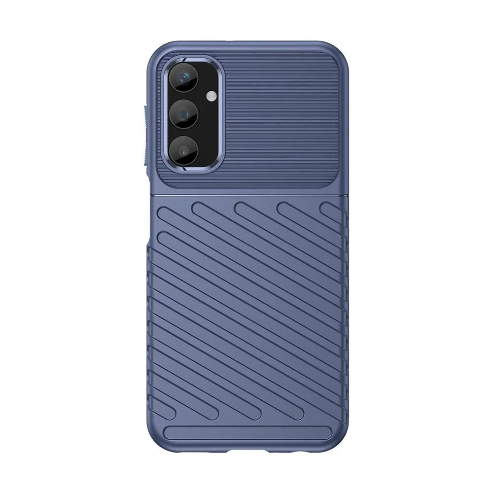 Thunder Series For Samsung Galaxy A25 5G (Global) (161.0 x 76.5 x 8.3mm) Twill Texture TPU Phone Cover Thicken Anti-drop Phone Case - Blue - 2