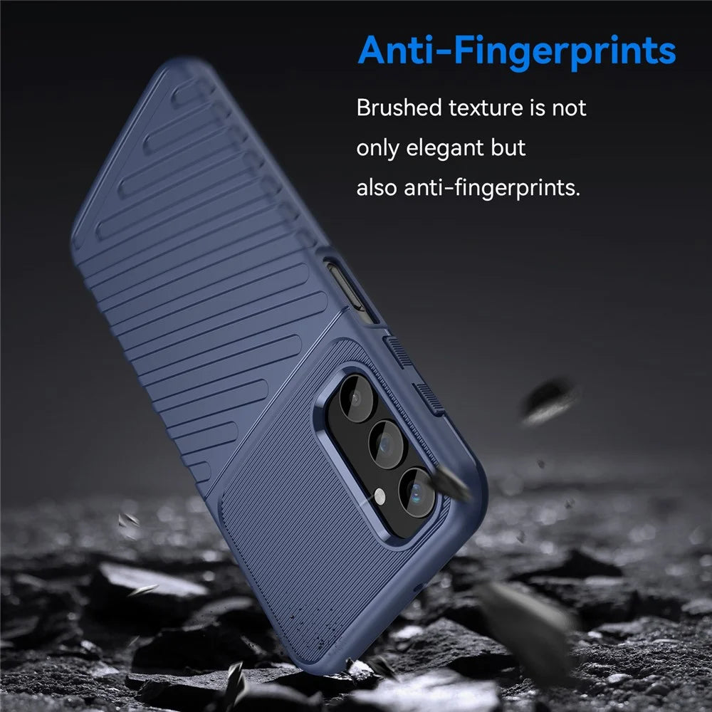 Thunder Series For Samsung Galaxy A25 5G (Global) (161.0 x 76.5 x 8.3mm) Twill Texture TPU Phone Cover Thicken Anti-drop Phone Case - Blue - 4