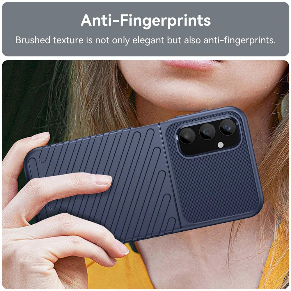 Thunder Series For Samsung Galaxy A25 5G (Global) (161.0 x 76.5 x 8.3mm) Twill Texture TPU Phone Cover Thicken Anti-drop Phone Case - Blue - 6
