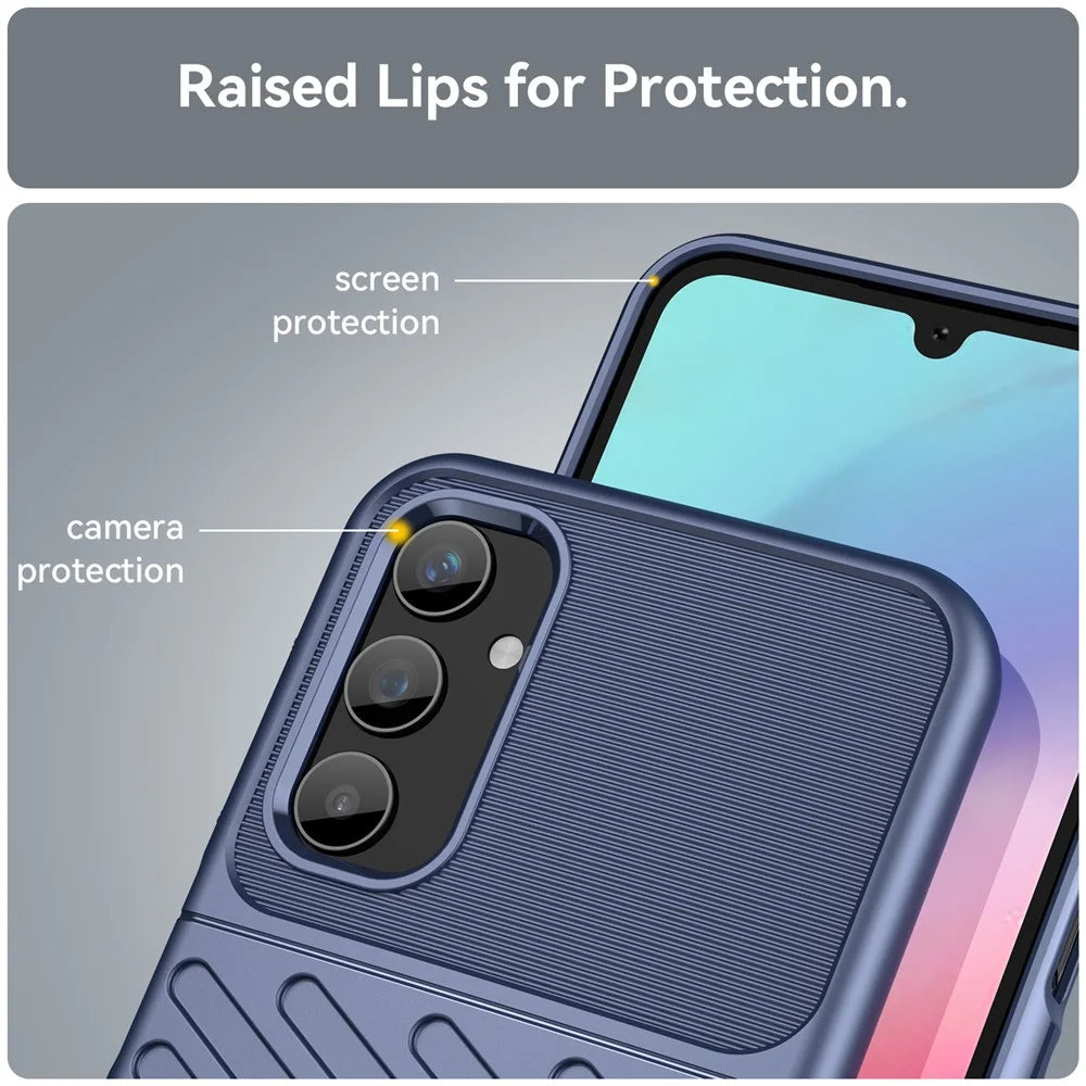 Thunder Series For Samsung Galaxy A25 5G (Global) (161.0 x 76.5 x 8.3mm) Twill Texture TPU Phone Cover Thicken Anti-drop Phone Case - Blue - 7