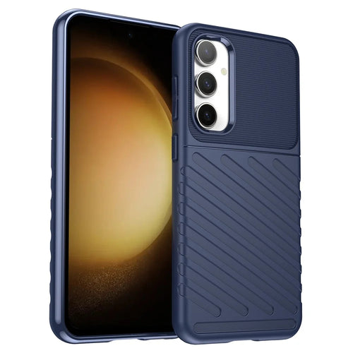 Thicken TPU Phone Case for Samsung Galaxy S23 FE , Thunder Series Twill Texture Protective Cover - Blue - 1