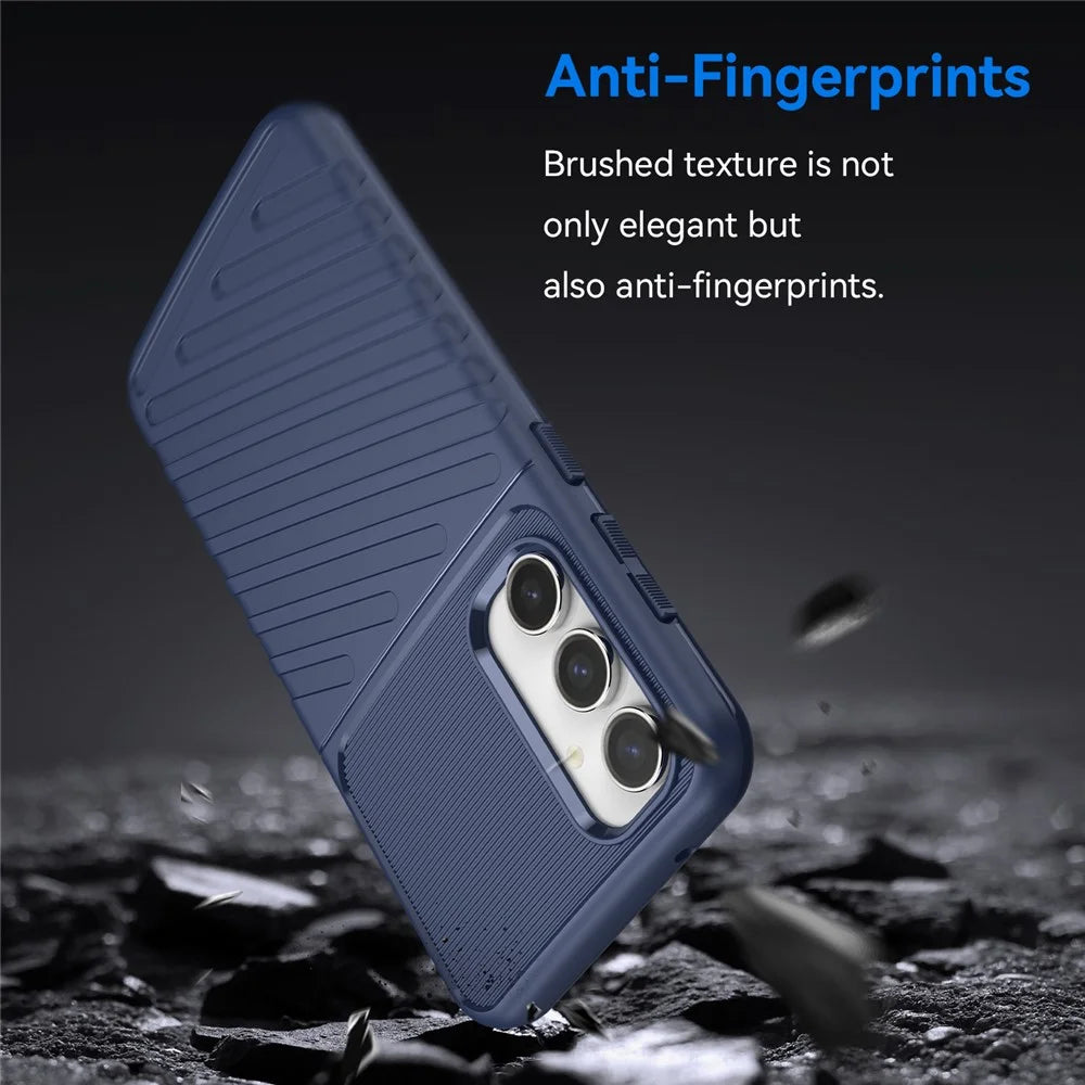 Thicken TPU Phone Case for Samsung Galaxy S23 FE , Thunder Series Twill Texture Protective Cover - Blue - 4