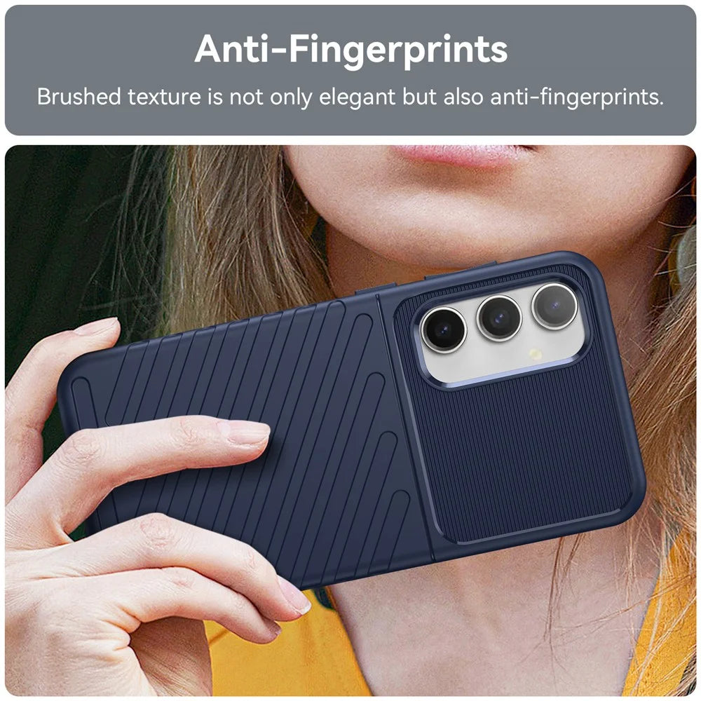 Thicken TPU Phone Case for Samsung Galaxy S23 FE , Thunder Series Twill Texture Protective Cover - Blue - 6