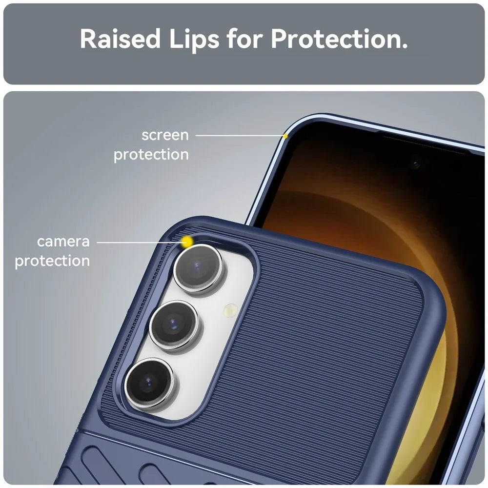 Thicken TPU Phone Case for Samsung Galaxy S23 FE , Thunder Series Twill Texture Protective Cover - Blue - 7
