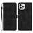 For iPhone 15 Pro Anti-drop Phone Case Flower Imprinted Leather Wallet Stand Cover - Black - 1